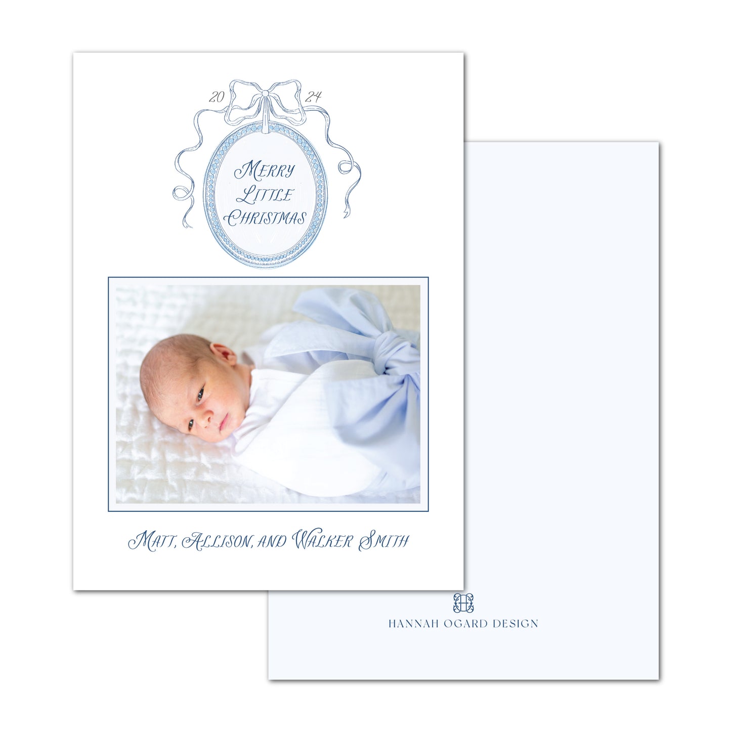 Blue Holiday Heirloom Intaglio Holiday Card