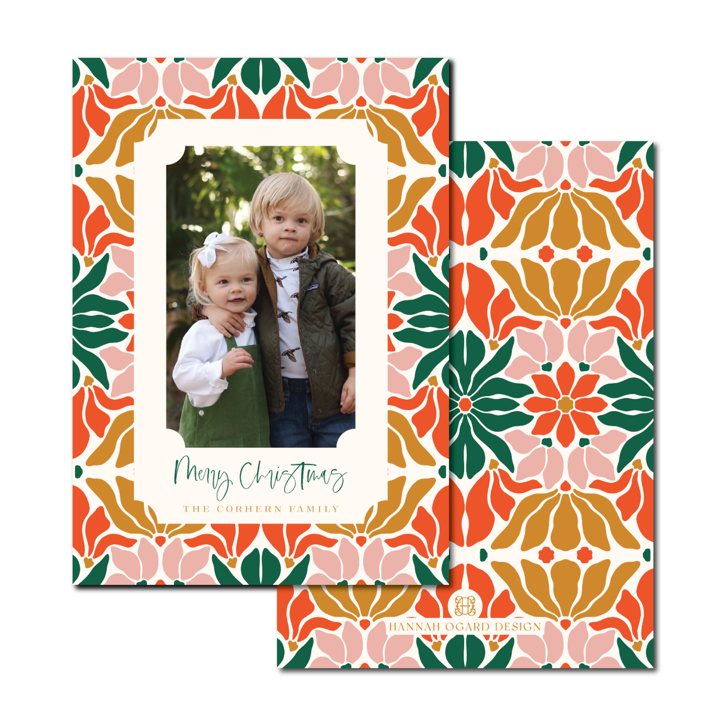 Persimmon Poinsettias Holiday Card